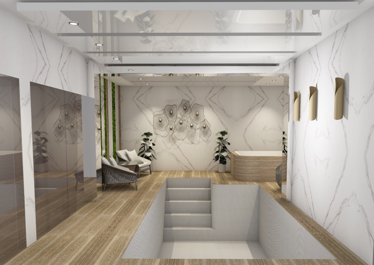 SPA interjeras su mažu baseinu